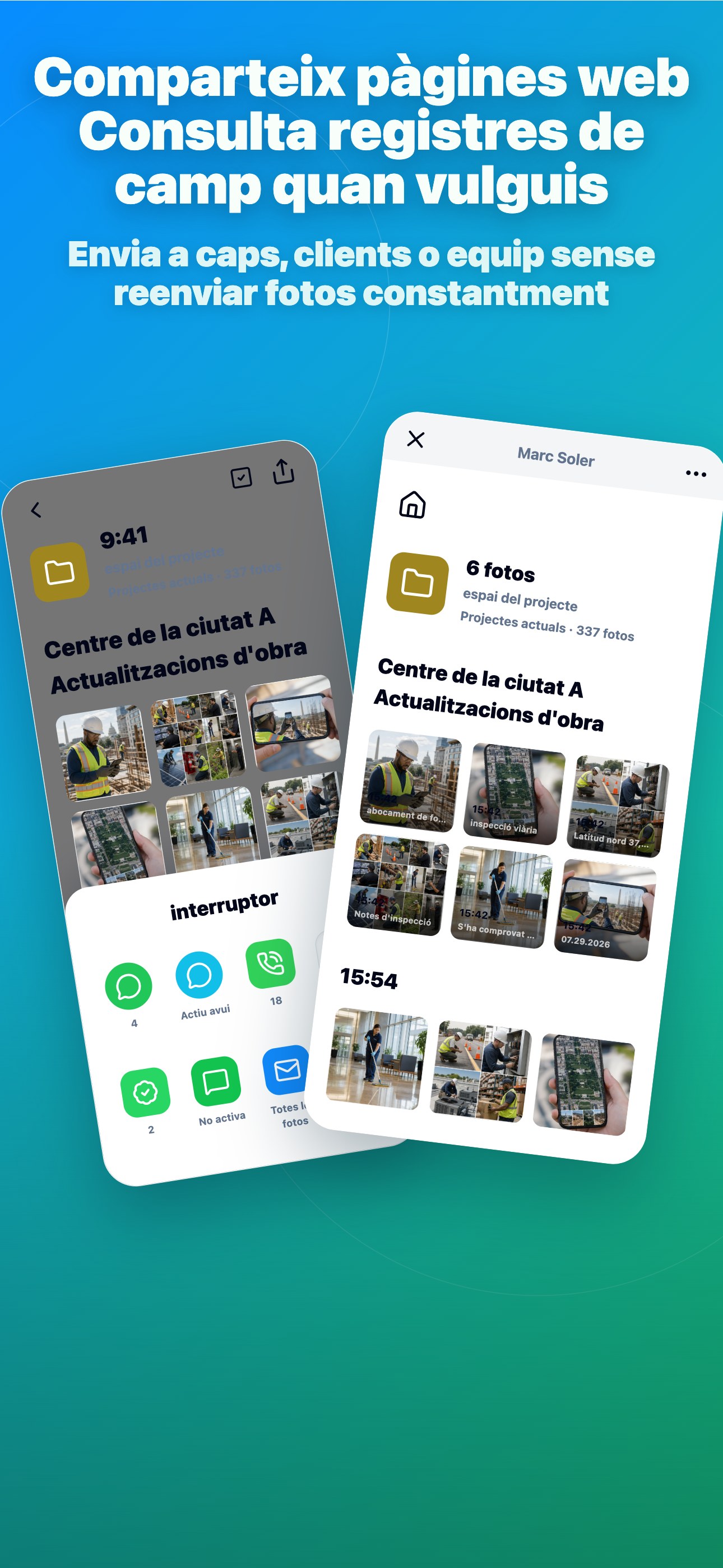 Comparteix pàgines web Consulta registres de camp quan vulguis