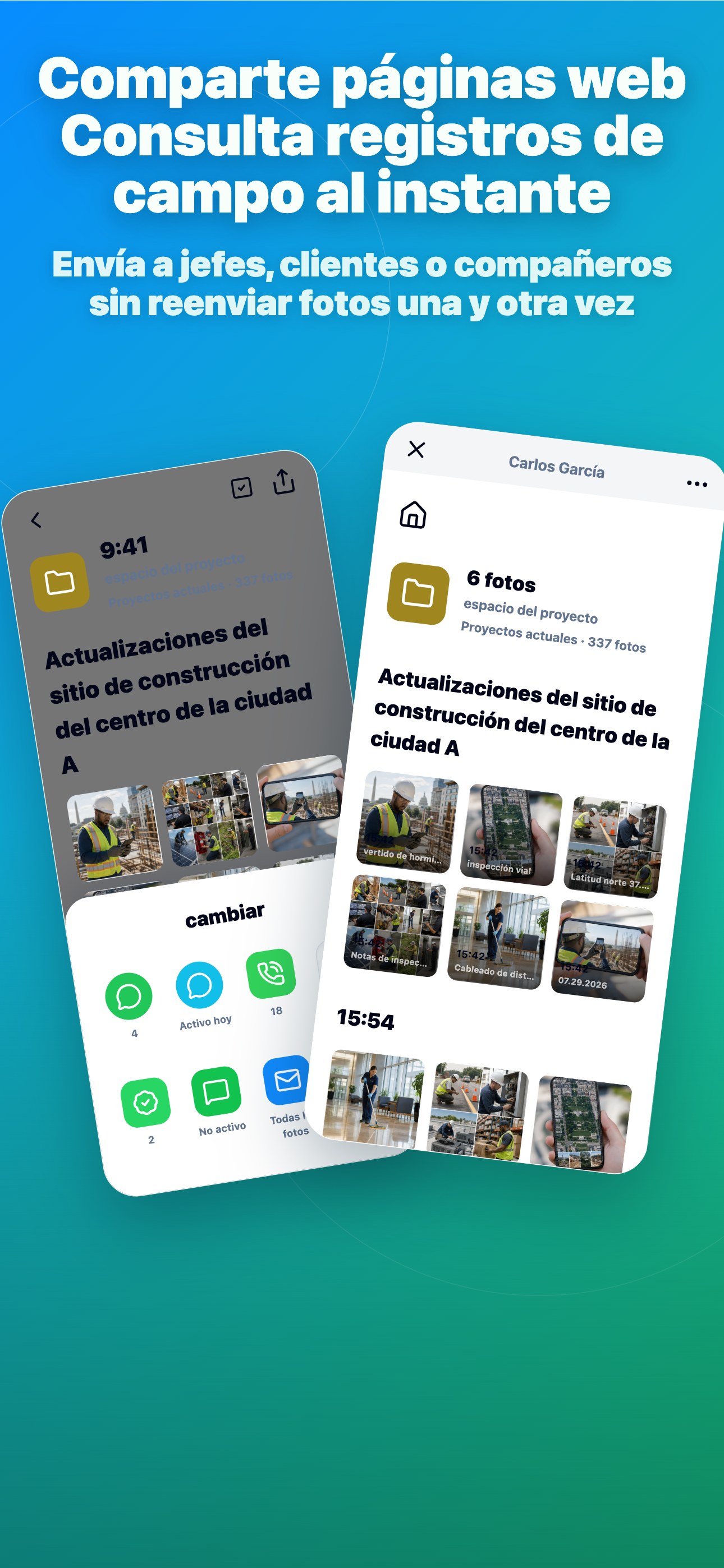 Comparte páginas web Consulta registros de campo al instante