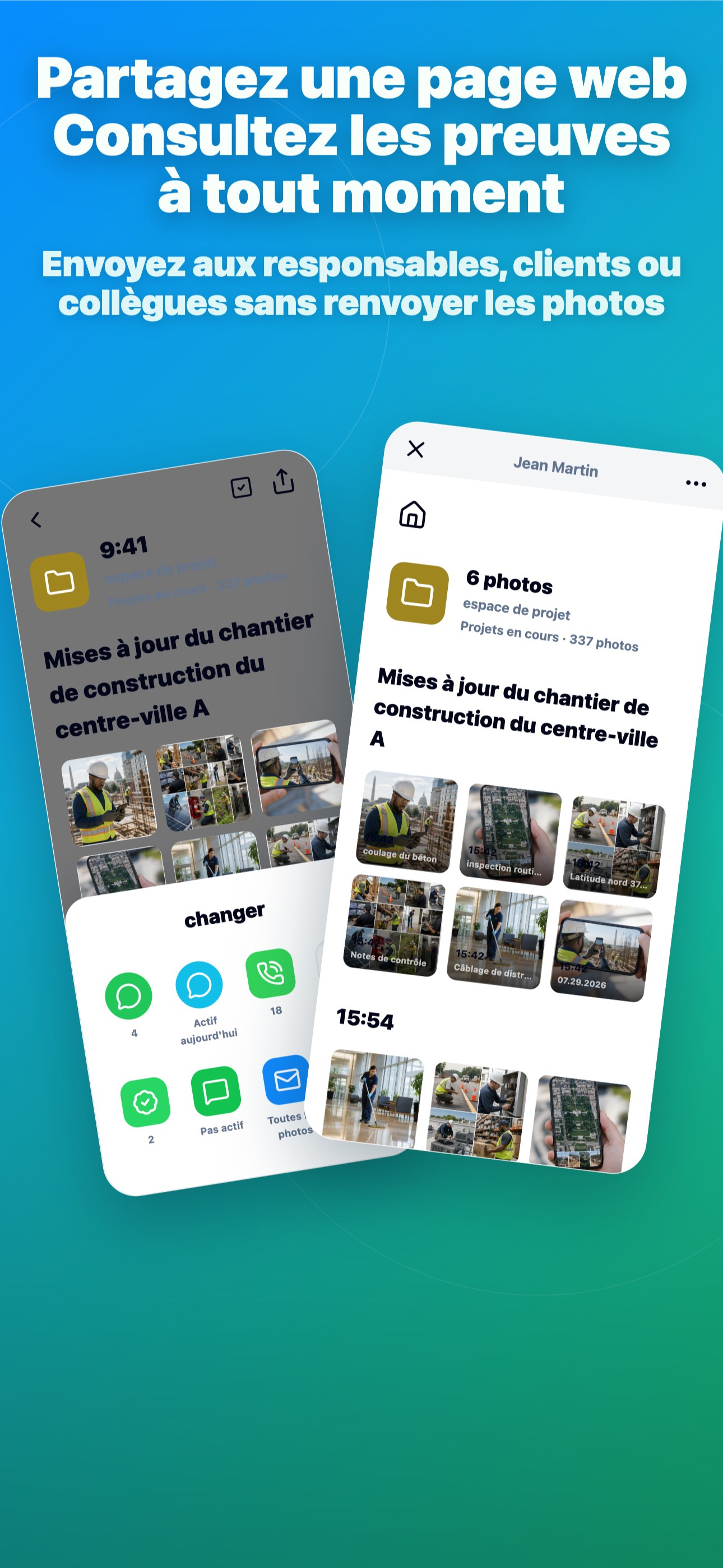 Partagez une page web Consultez les preuves à tout moment