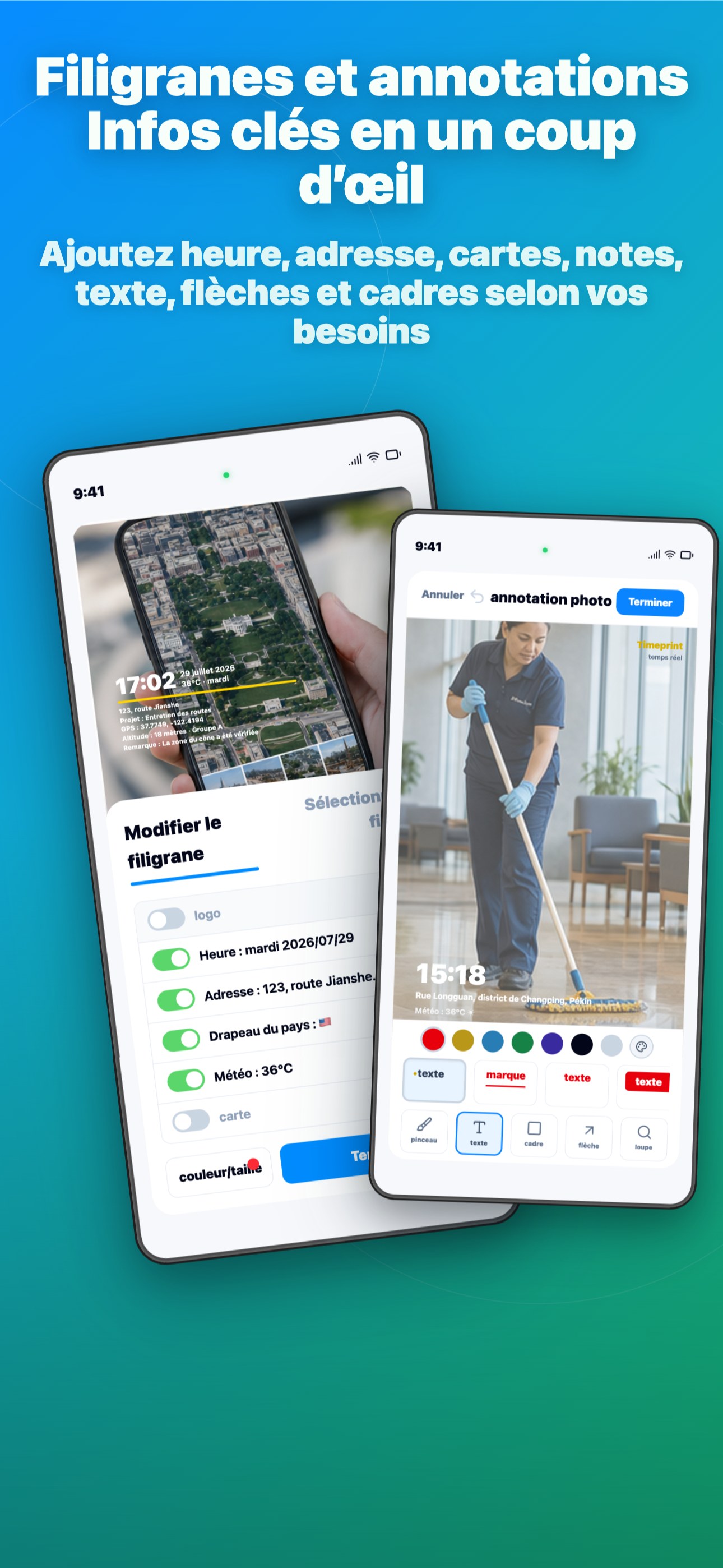 Filigranes et annotations Infos clés en un coup d’œil