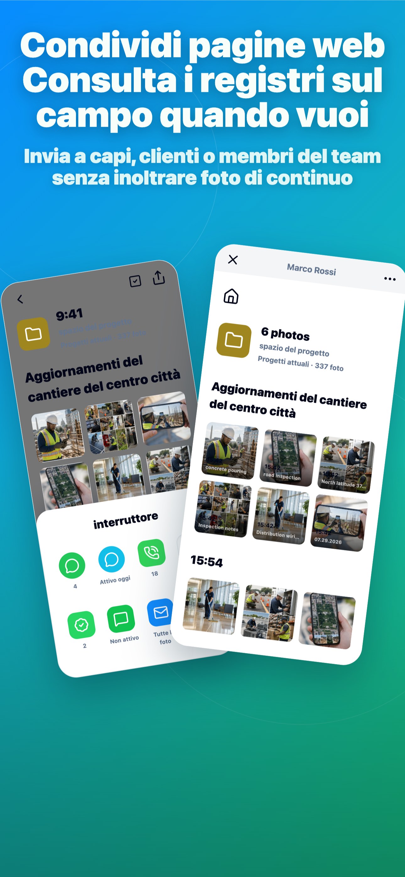 Condividi pagine web Consulta i registri sul campo quando vuoi