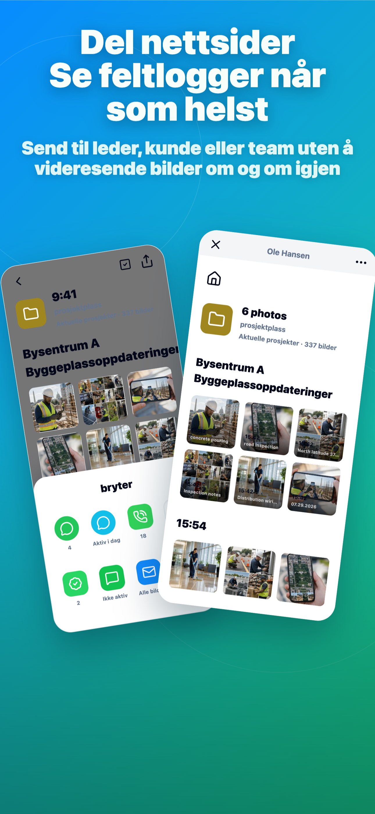 Del nettsider Se feltlogger når som helst