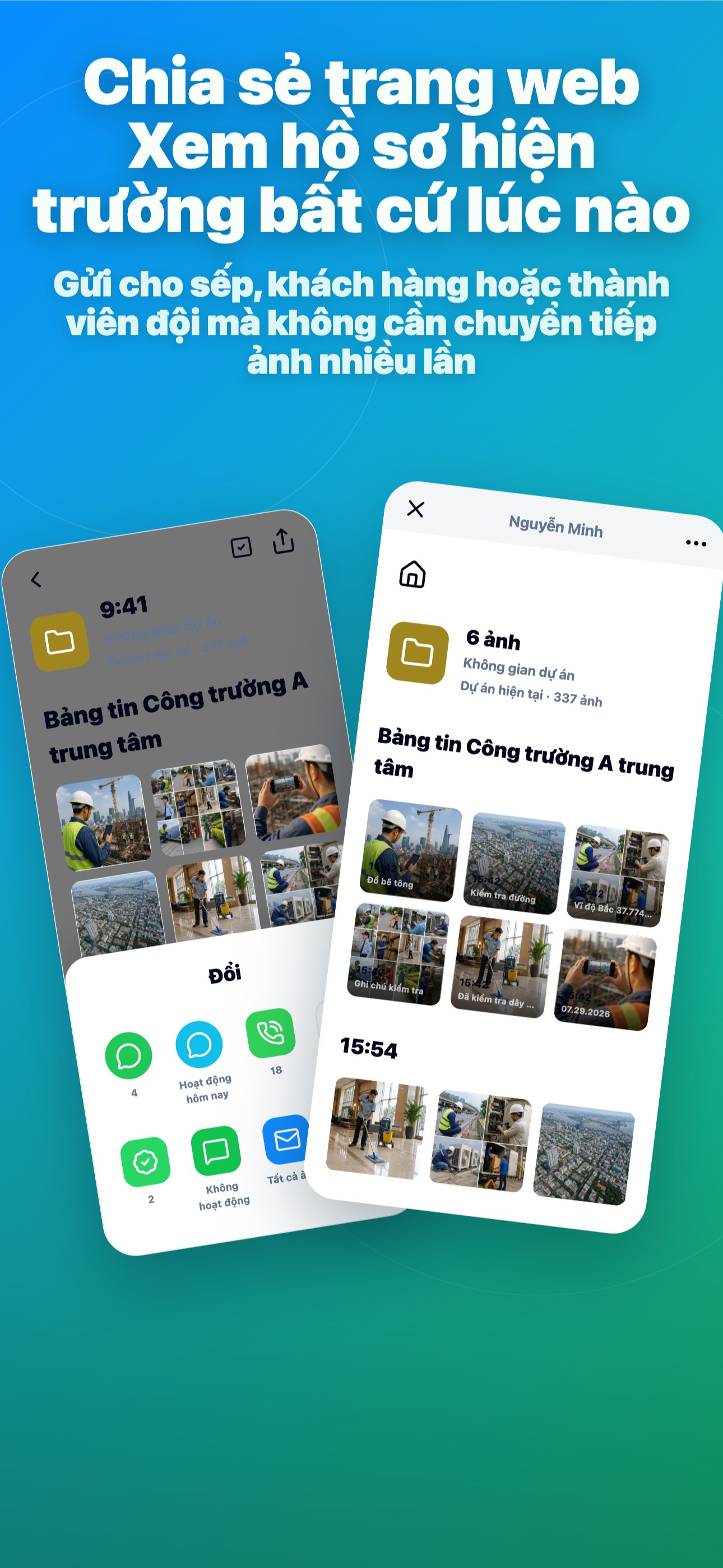 Chia sẻ trang web Xem hồ sơ hiện trường bất cứ lúc nào